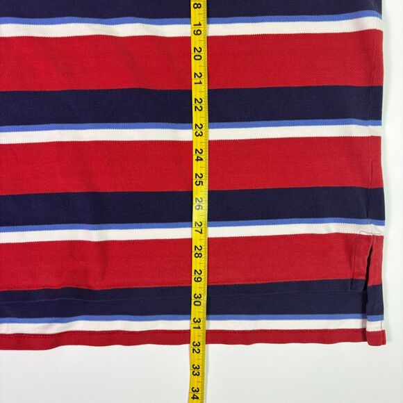 Vintage Polo Ralph Lauren Men's L Red Navy Stripe Preppy Polo Shirt Made in USA - Picture 5 of 10
